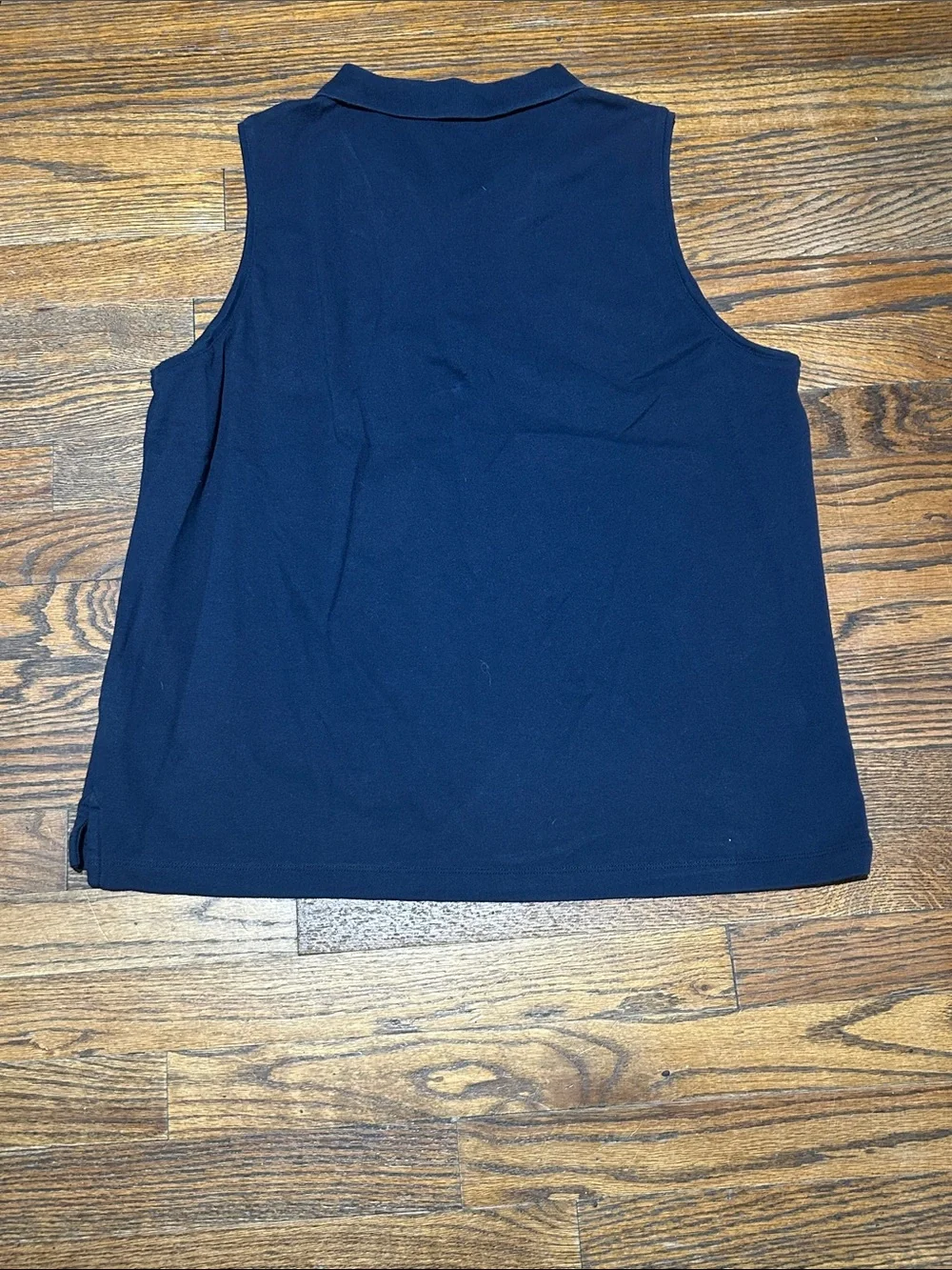 Sleeveless Navy Polo Tank with Red Embroidered Logo